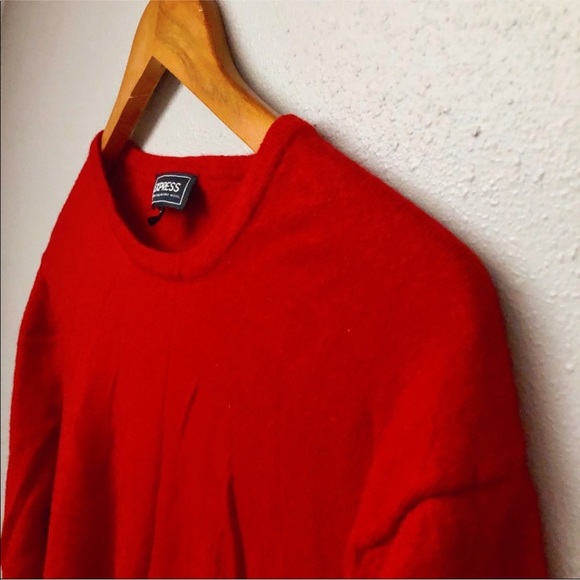 Express Sweaters - Express Solid Red Merino Wool Sweater
